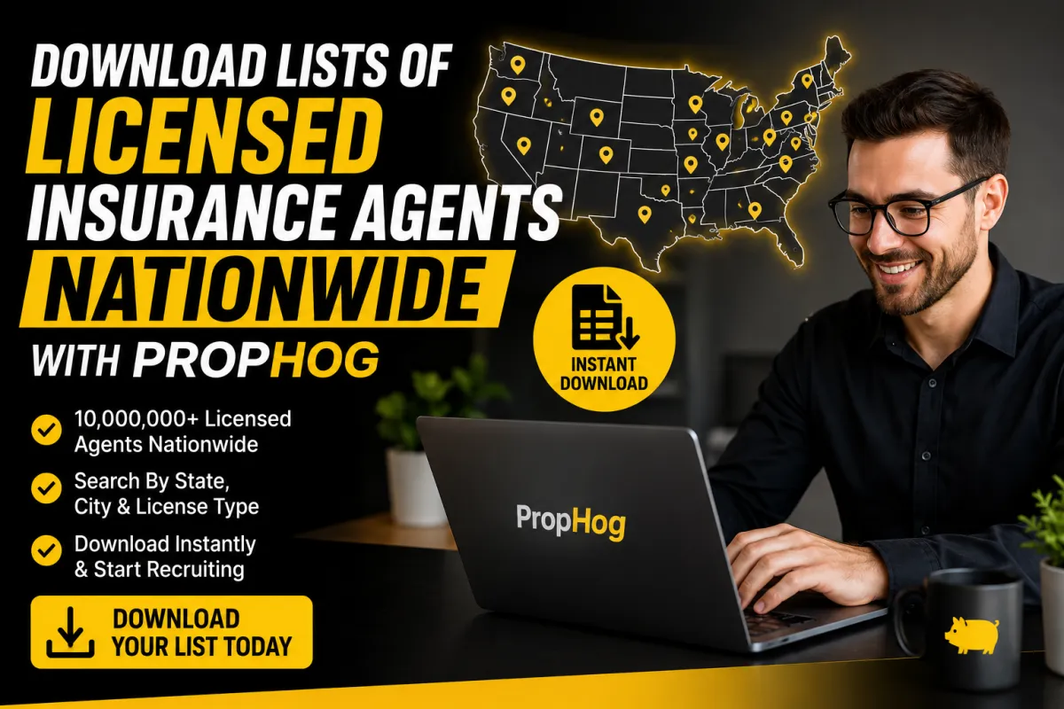 Download lists of licensed insurance agents nationwide with PropHog