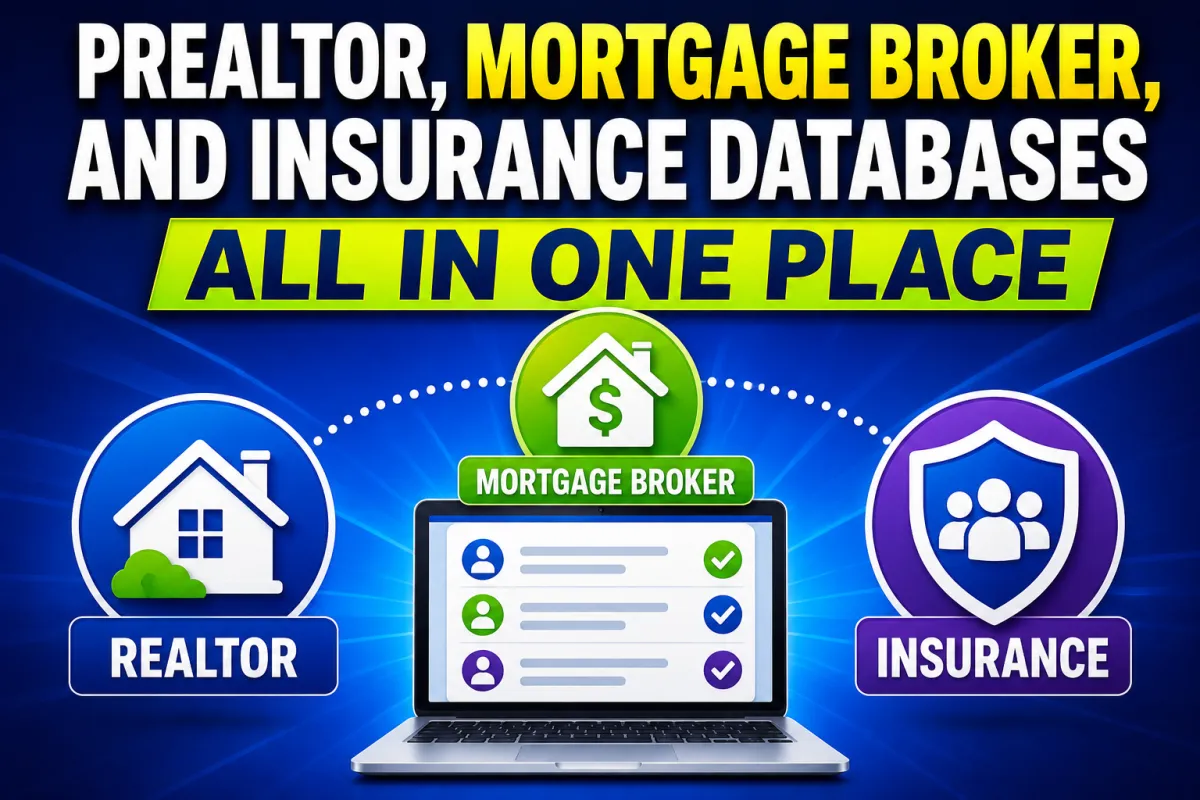 Realtor, Mortgage Broker, and Insurance Databases All in One Place