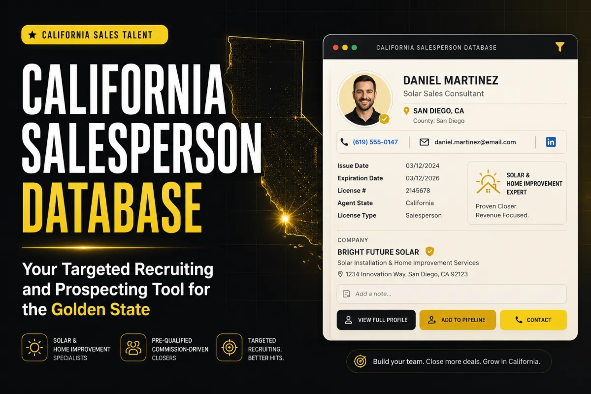 California Salesperson Database: Your Targeted Recruiting and Prospecting Tool for the Golden State