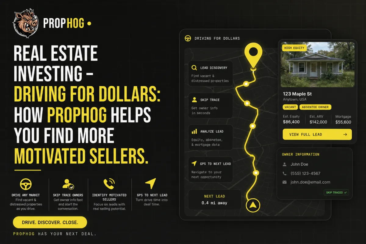 Real Estate Investing – Driving for Dollars: How PropHog Helps You Find More Motivated Sellers