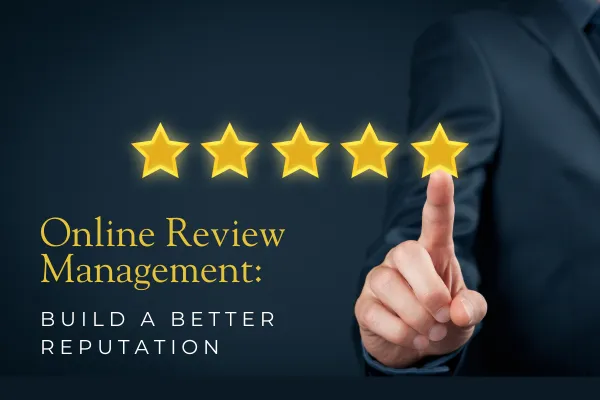 Business dashboard displaying customer ratings and online reviews.