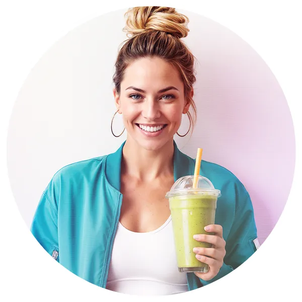 Woman holding smoothie