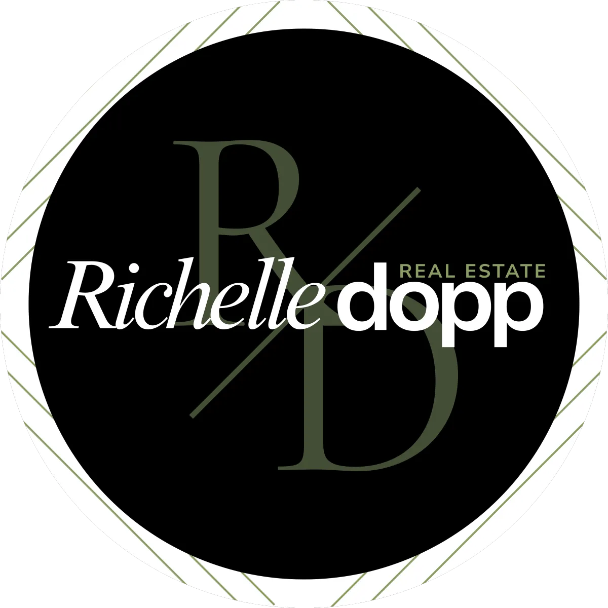 Ratcliff Realty Group silver navy and gold logo with stylized R and house icon