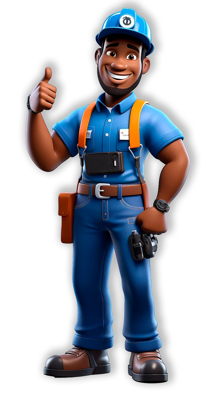 Happy relaxed Client with her Plumber who as successfully fixed her plumbing problem