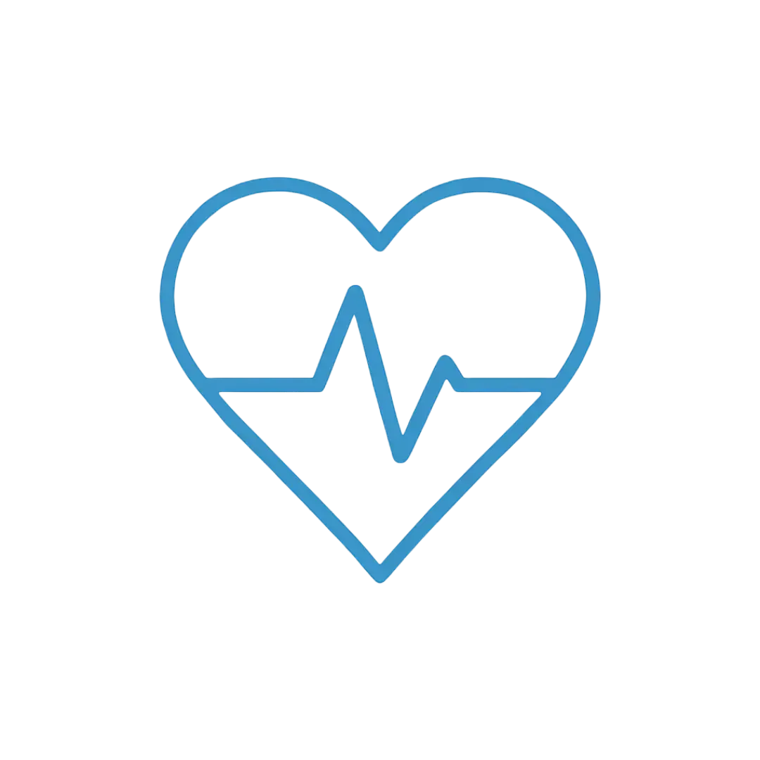 Blue heart with ECG pulse line symbolizing health and wellness care, ClickVSG.