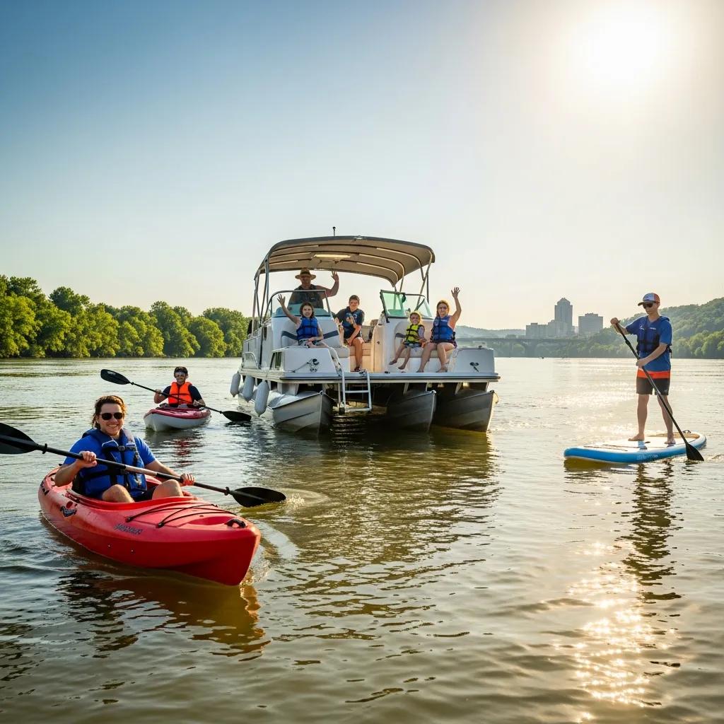 family-enjoying-boat-rentals-on-the-kanawha-river-in-charleston-wv