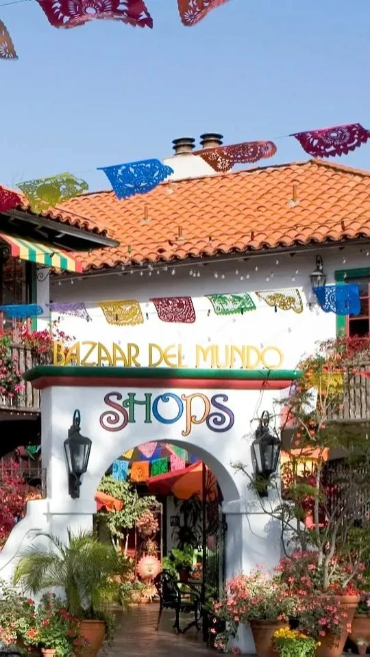 Bazaar del Mundo Mexican artisan courtyard with glowing lanterns