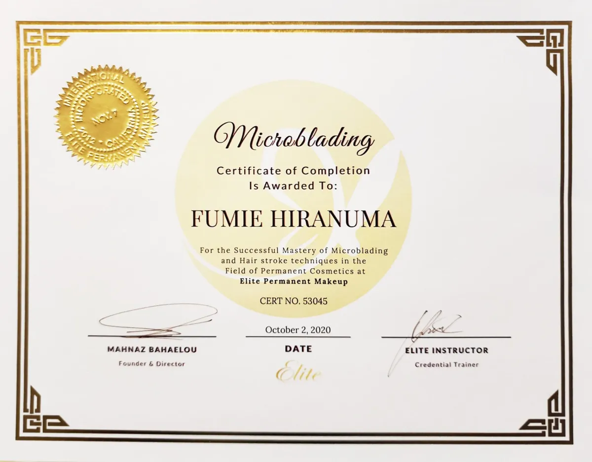 FH Beauty Ink LLC - Microblading Certificate