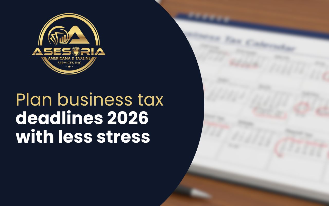 business tax deadlines 2026 marked on a business tax calendar
