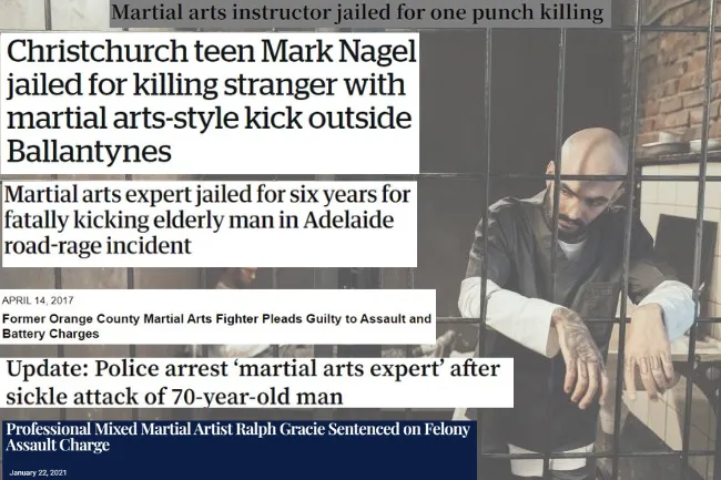 A picture of a convicted martial artist behind bars because he didn't understand the legal ramifications of his martial arts.