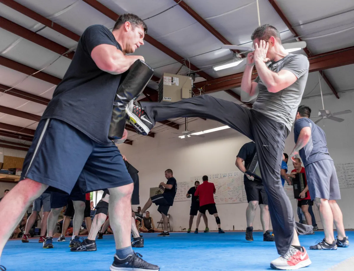 A class in session at Warriors Krav Maga Huntersville, NC location.