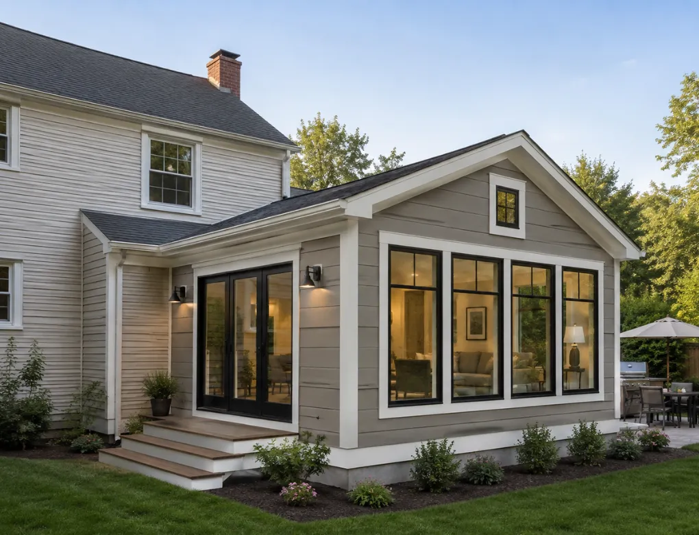 Professional handyman repairing kitchen cabinet in modern white kitchen providing expert home repair and maintenance services for homeowners in North Carolina