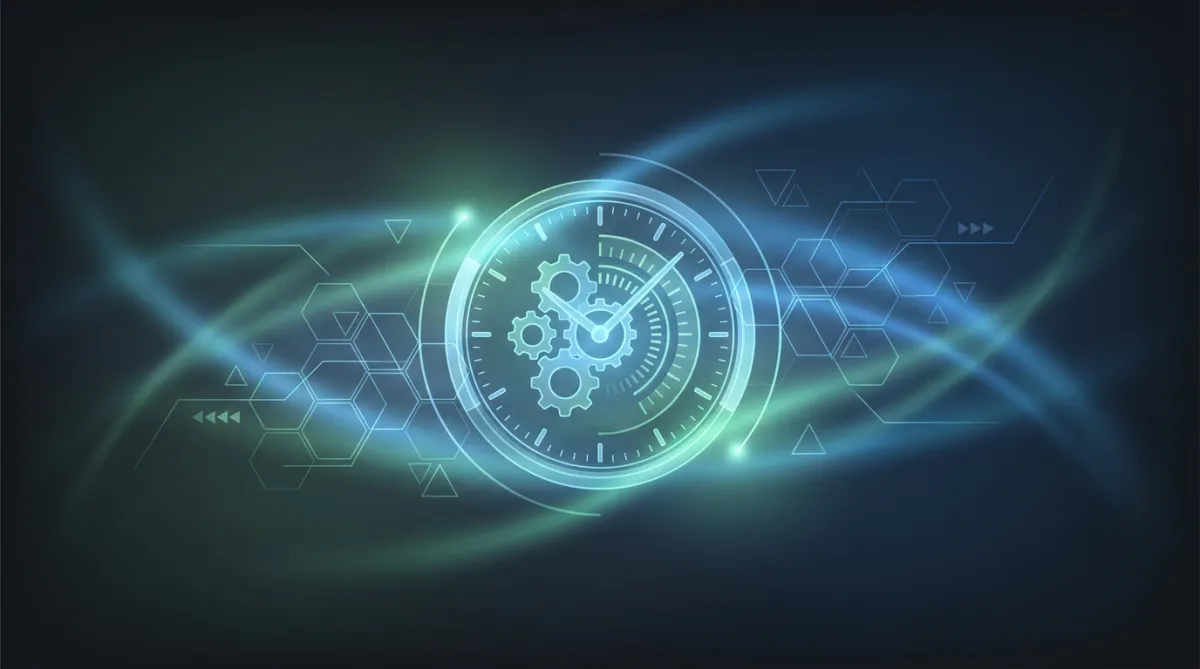 Glowing AI schedule dial representing Conversation AI Working Hours in Attractzen
