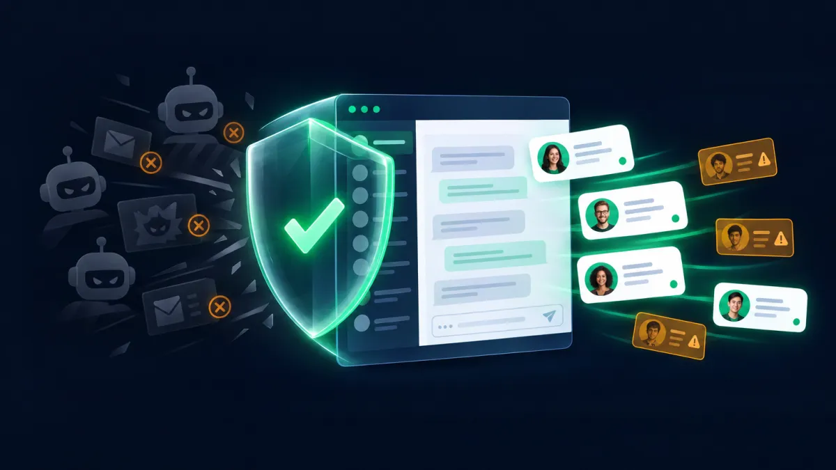 Attractzen Chat Widget spam protection shield blocking bot submissions while letting real leads through cleanly
