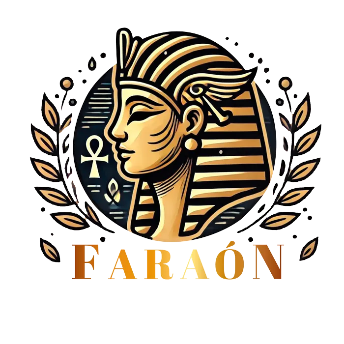 Gold pharaoh head logo next to 'Faraón Luxury Spa'.