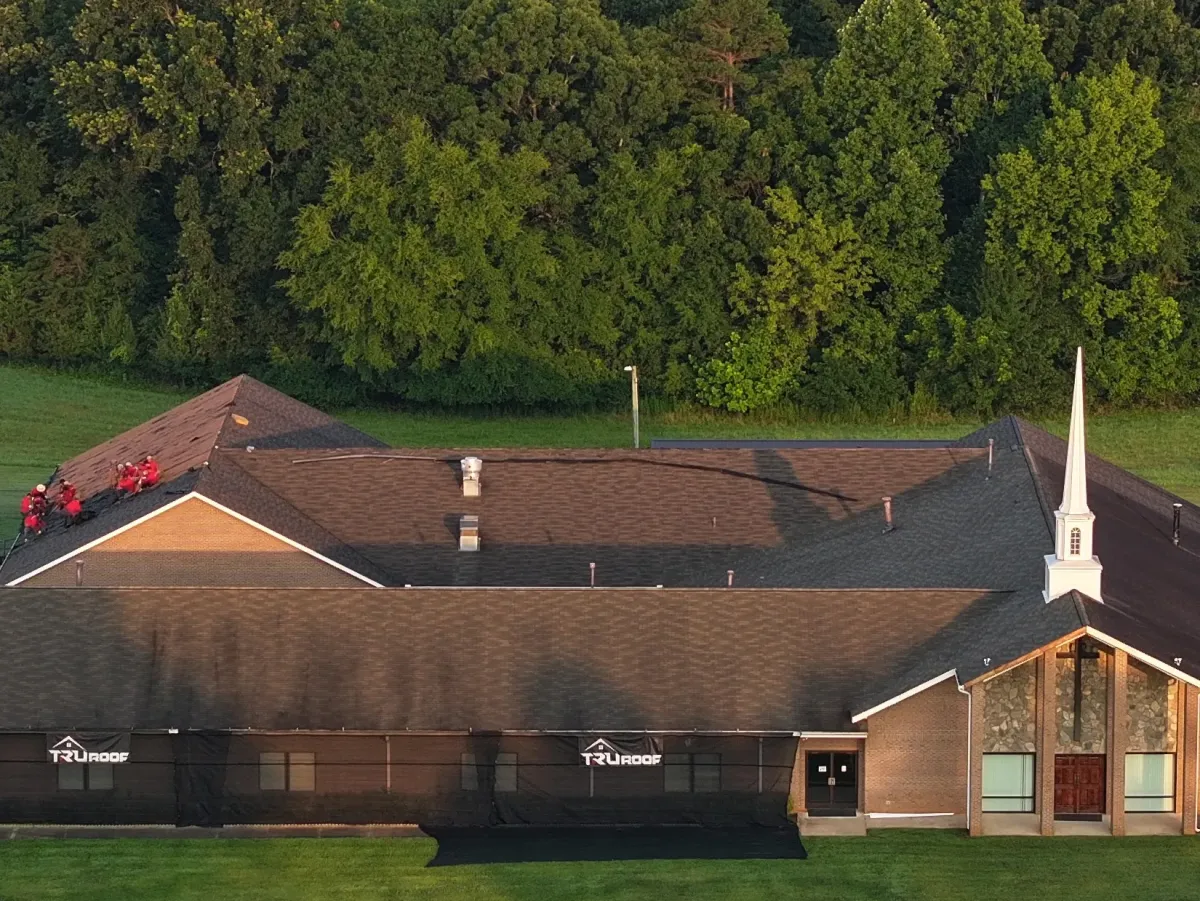 After photo of a modern Commercial Roofing in Charlotte, NC, showcasing enhanced design and durability.