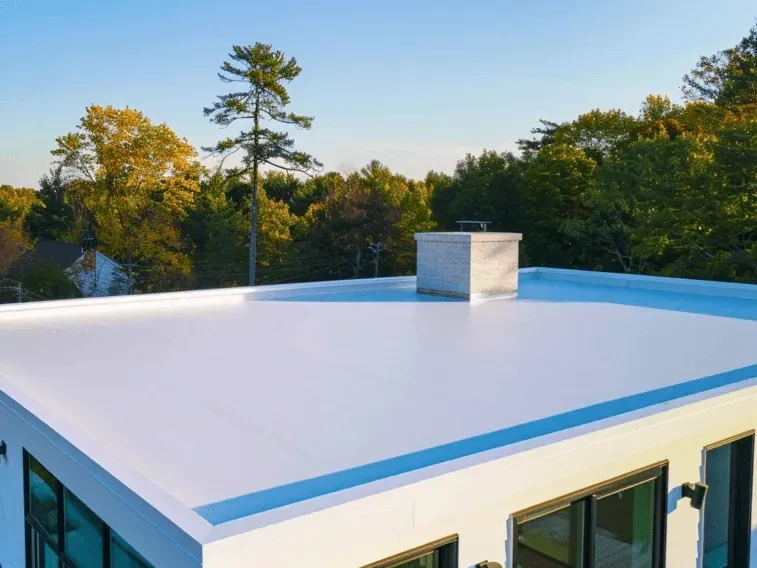 Close-up of a modern Flat Roofs feature in Charlotte, NC, emphasizing quality finishes.