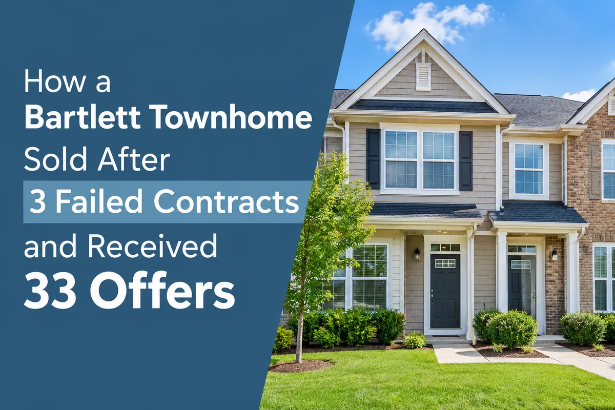 Bartlett Illinois townhome featured in a real estate success story after three failed contracts and 33 offers