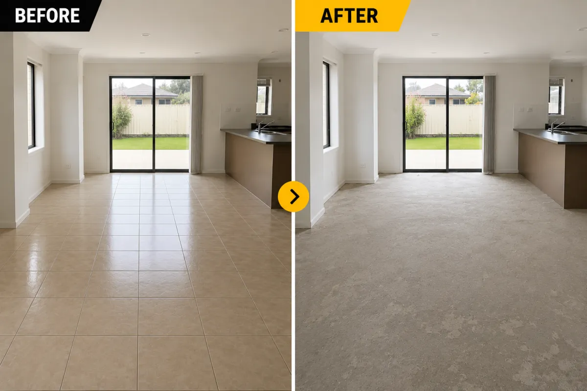 concrete slab before and after grinding, Adelaide