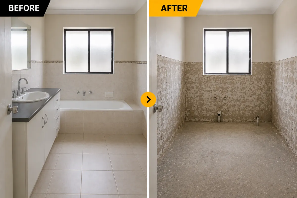 concrete slab before and after grinding, Adelaide