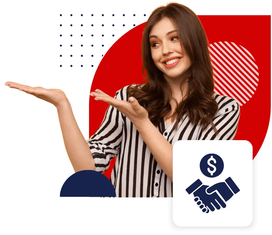 A woman presenting the next steps for the REDBO affiliate program