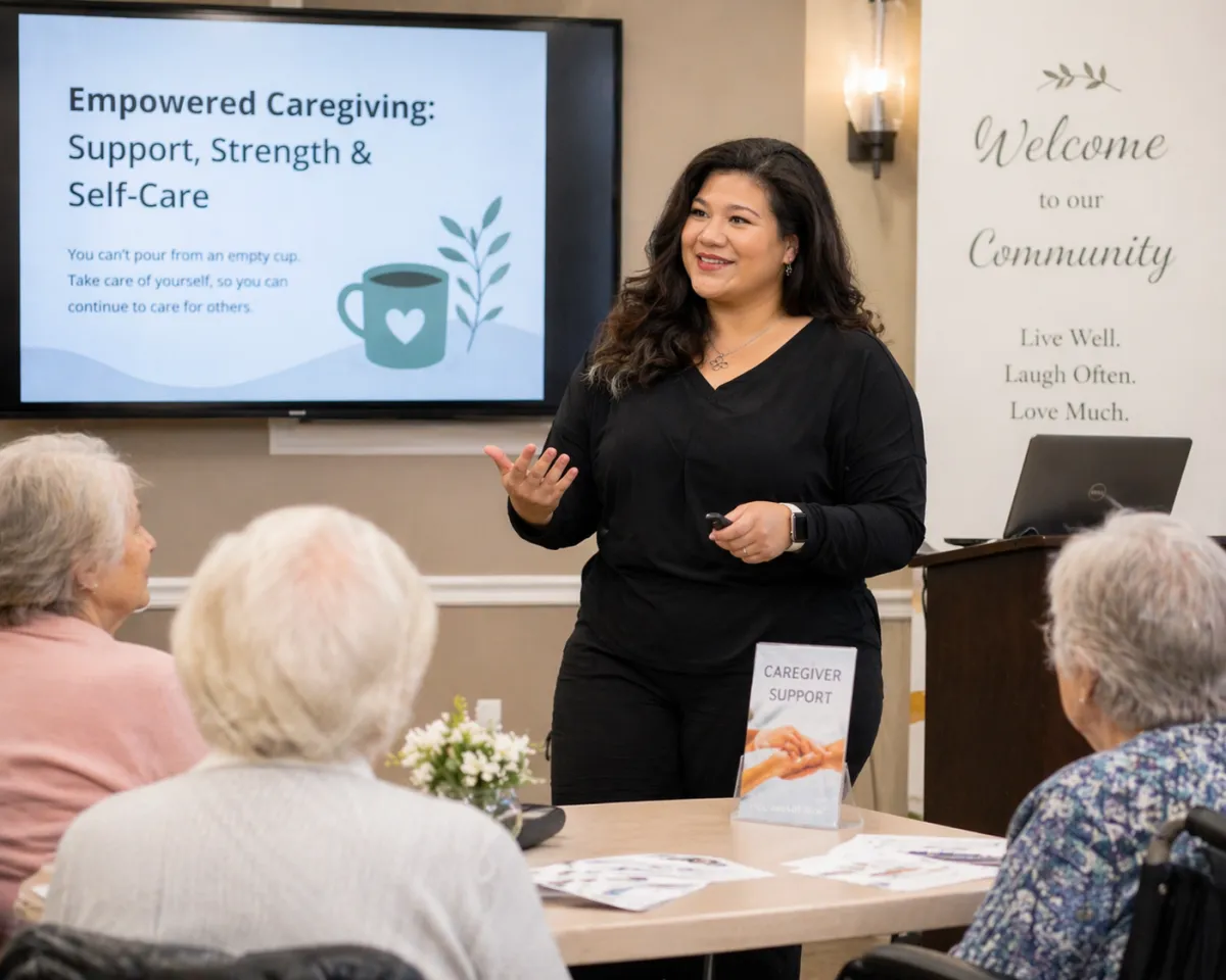 Ciara speaking at a nursing home