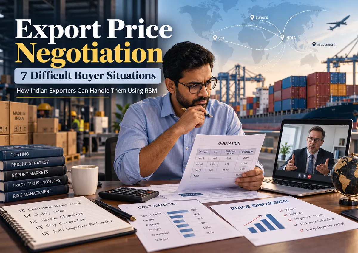Export Price Negotiation: 7 Difficult Buyer Situations and How Indian Exporters Can Handle Them Using the Reverse Sourcing Method