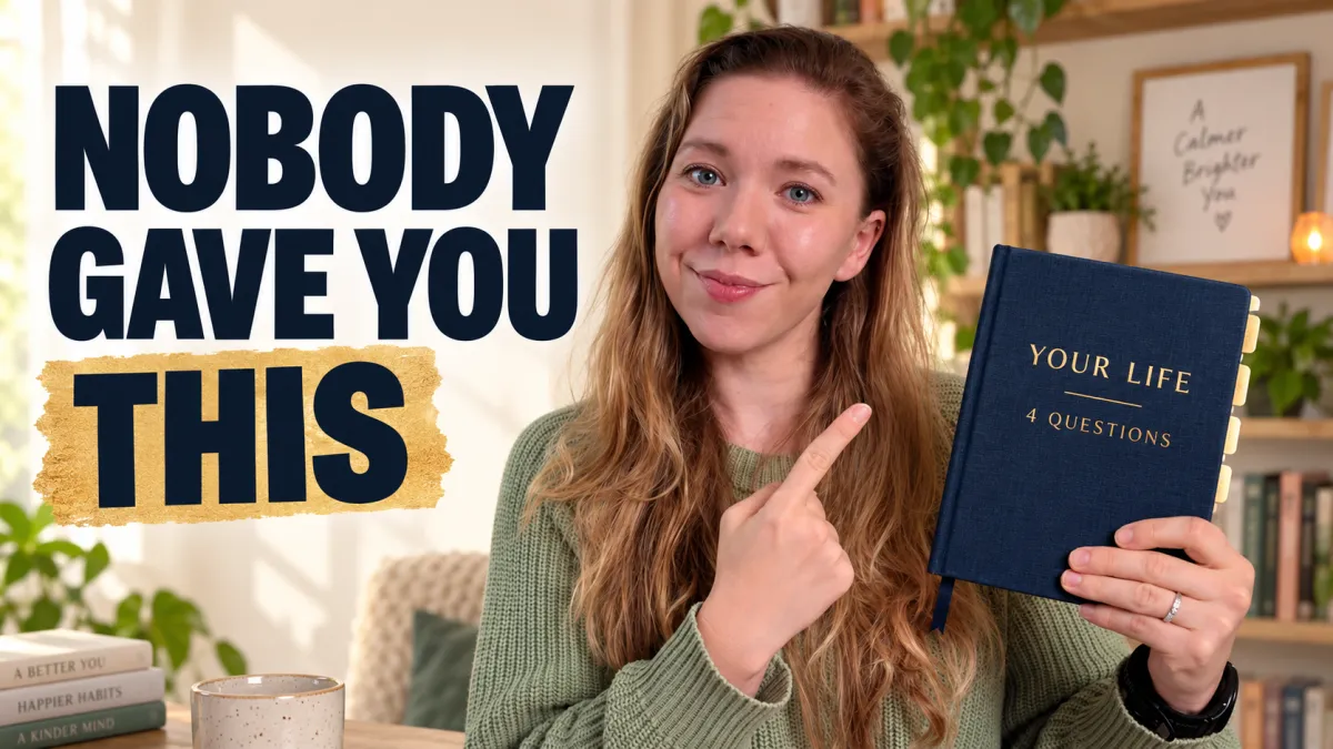 Marie Cowgill holding a navy notebook beside the words “Nobody Gave You This”.