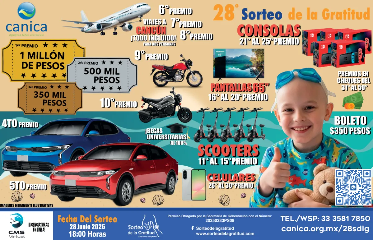 28º Sorteo de la Gratitud CANICA: Compra tus boletos y transforma vidas