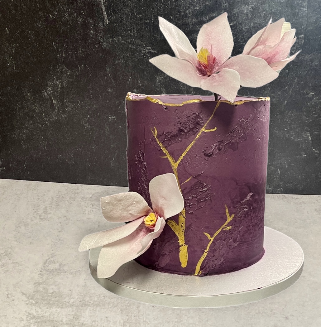 Cake with handmade wafer paper florals