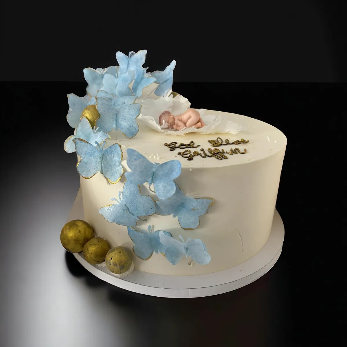 Baby shower cake with butterflies