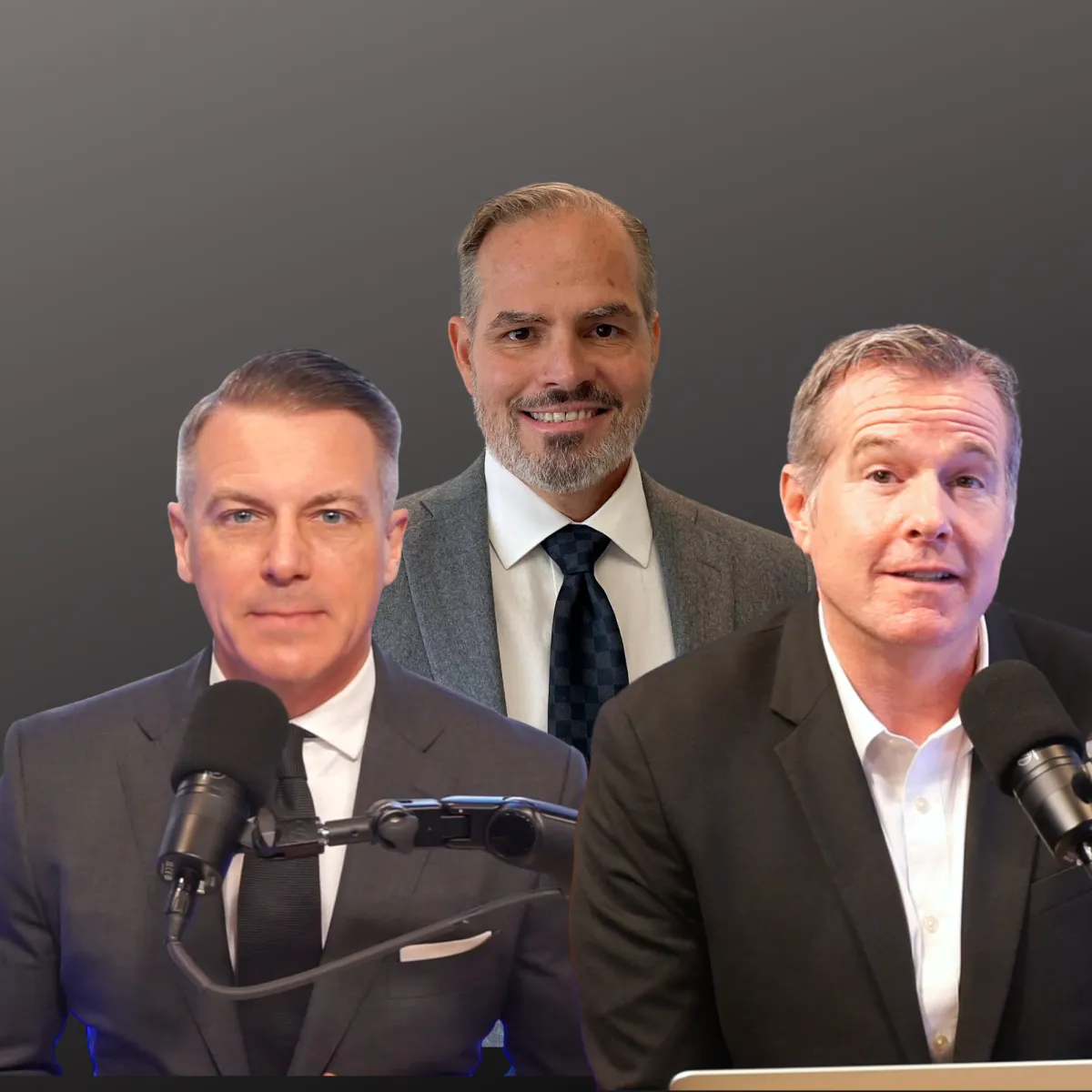 Dr. Danny Brassell, Jimmy Hays Nelon and Dave Ward recording or speaking during a structured business conversation.
