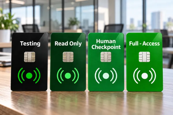 Four access levels for AI agents, from sandbox testing to full access