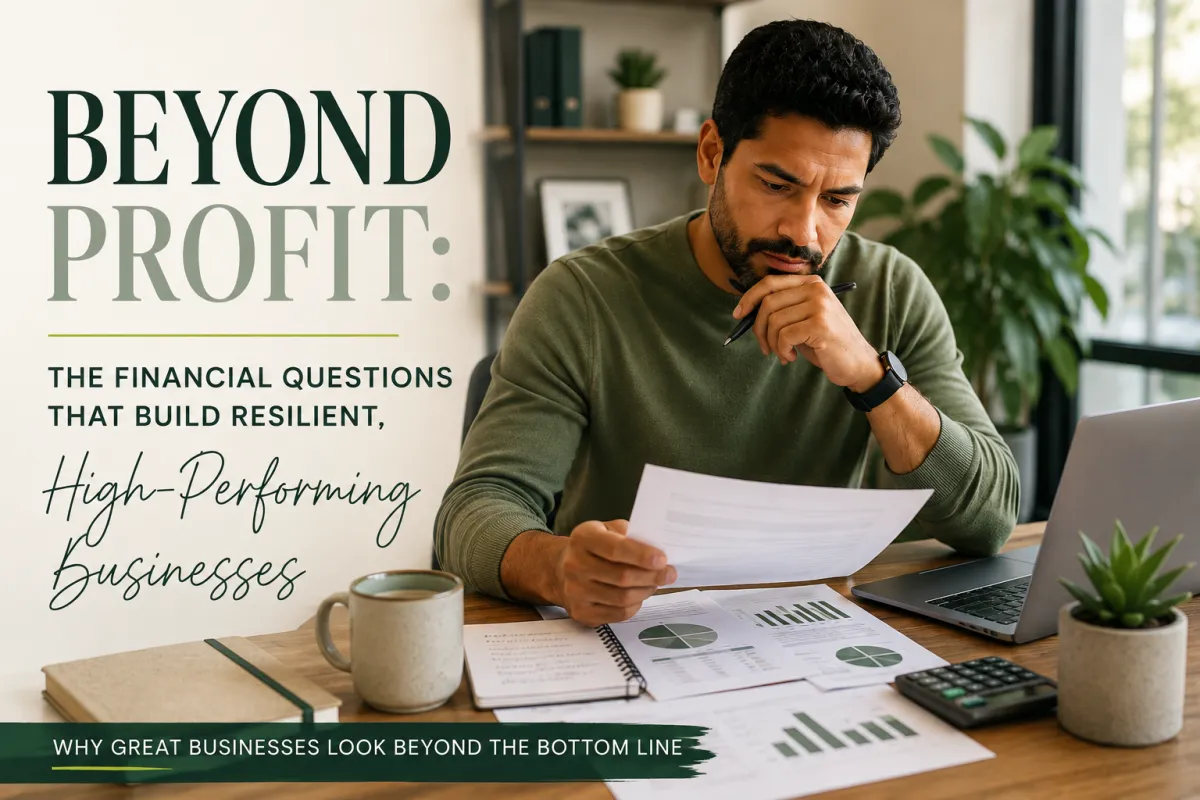 Business owner reviewing financial reports and business performance to better understand financial health beyond profit.