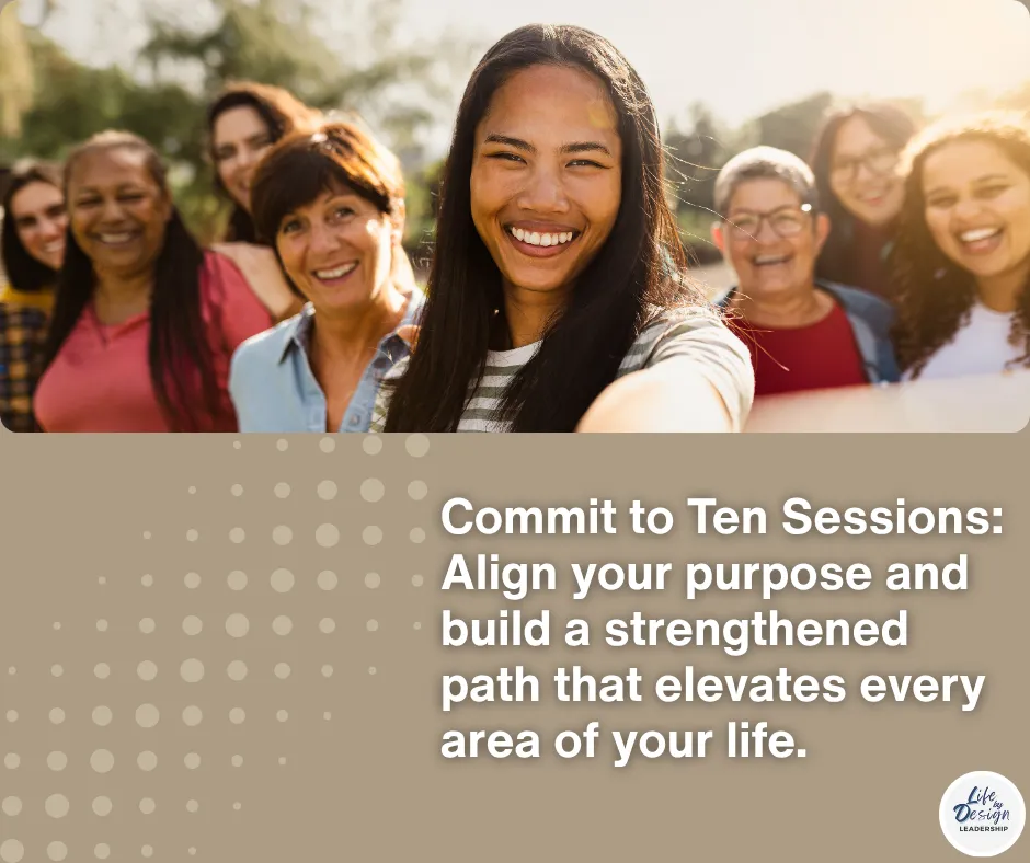 Executive woman in a sleek office, reviewing a personalized coaching plan on a laptop, city skyline visible through large windows, exuding confidence and achievement. 1:1 aspect ratio, high-end style.
