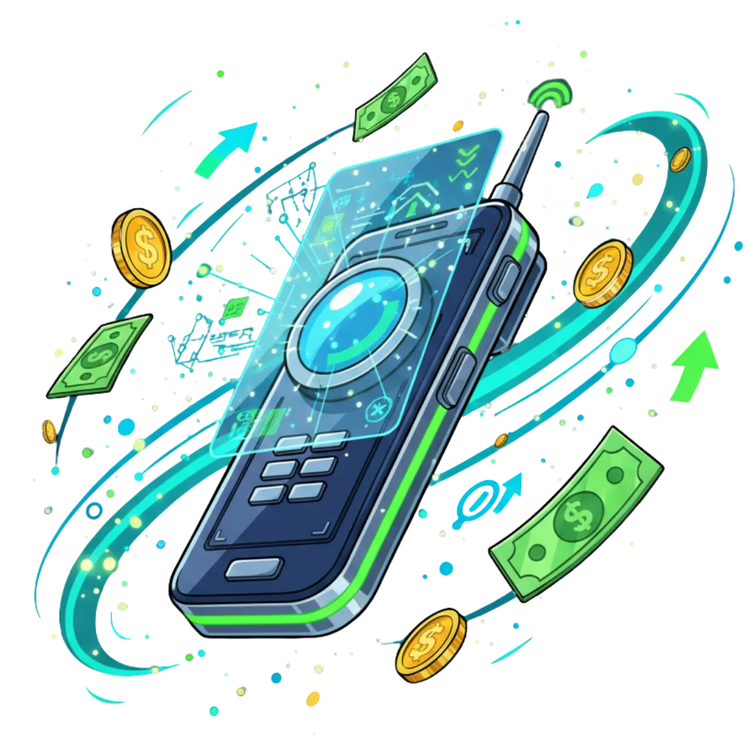 Space Money Phone Call Funnel Graphic