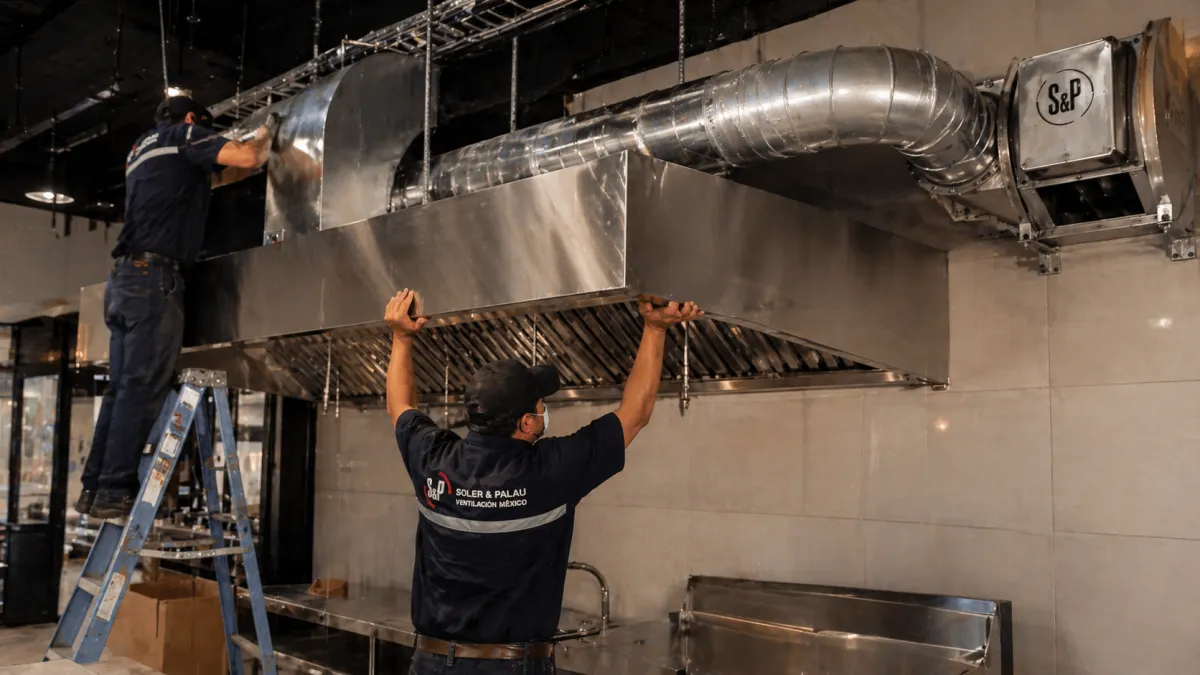 Instalación de sistema de ventilación y ductos en restaurante en Mazatlán