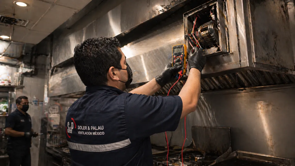 Ductos metálicos de ventilación instalados en sistema de extracción en Mazatlán