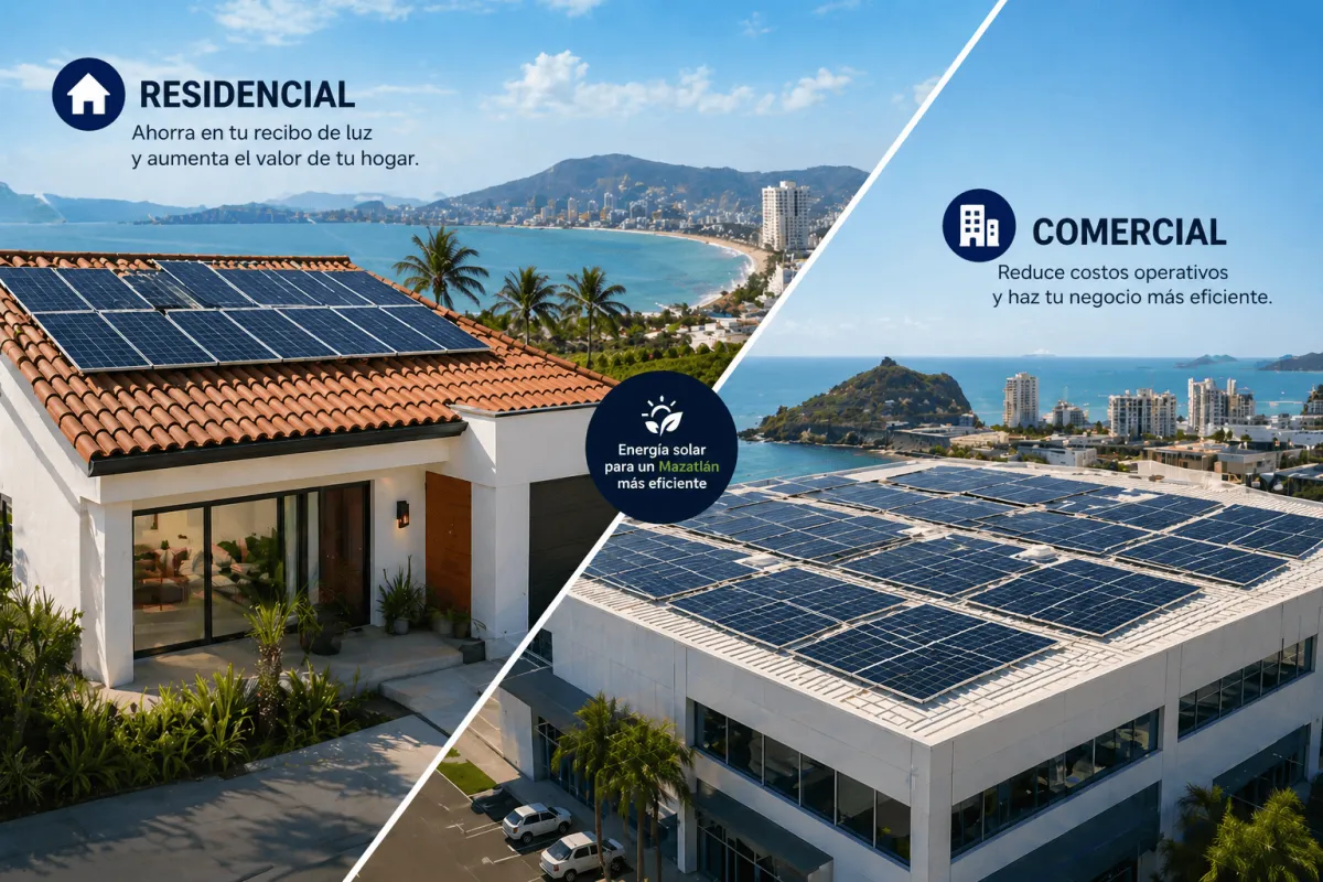 Paneles solares instalados en negocio en Mazatlán para reducir consumo de energía