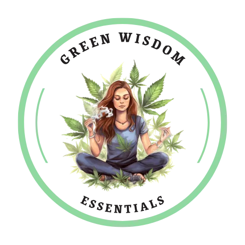 Banner image: Green Wisdom Essentials - girl cross-legged smoking, plants in background