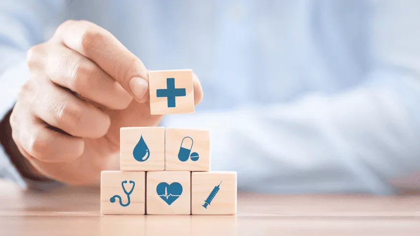 Healthcare symbols representing health and senior insurance solutions