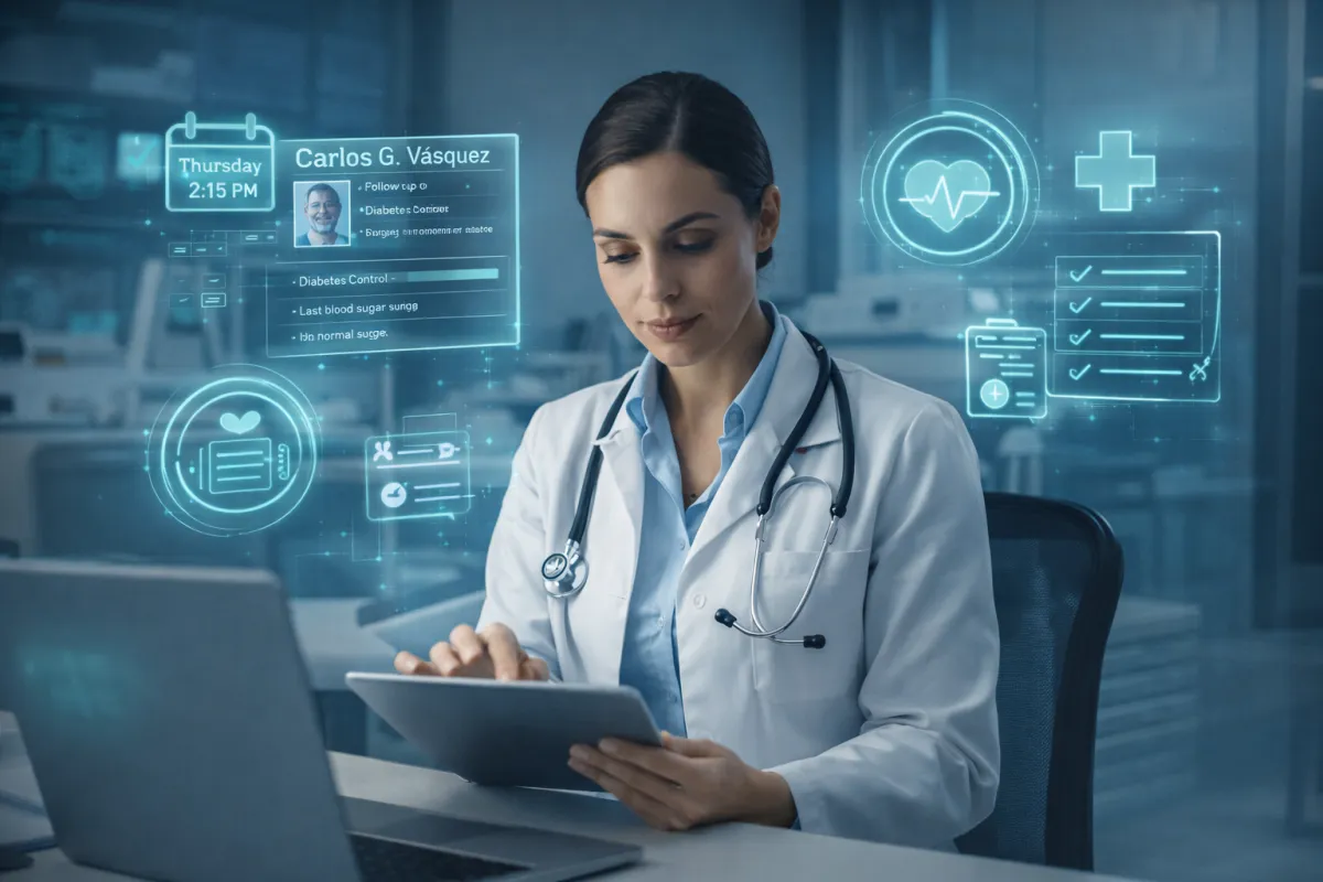 Doctor using tablet