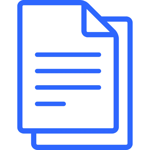 Blue outline icon of a document page