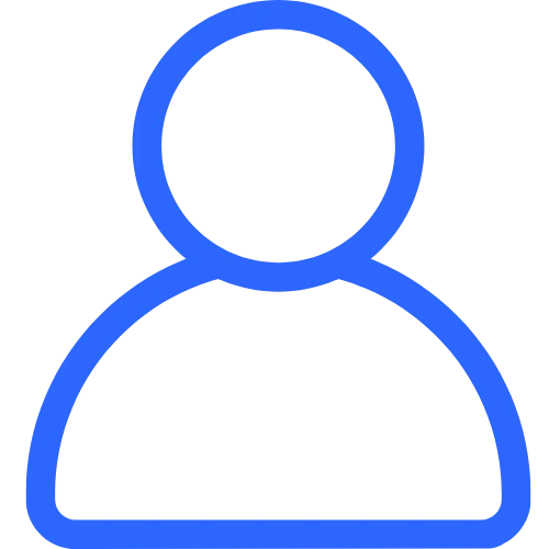 Blue outline icon of a person