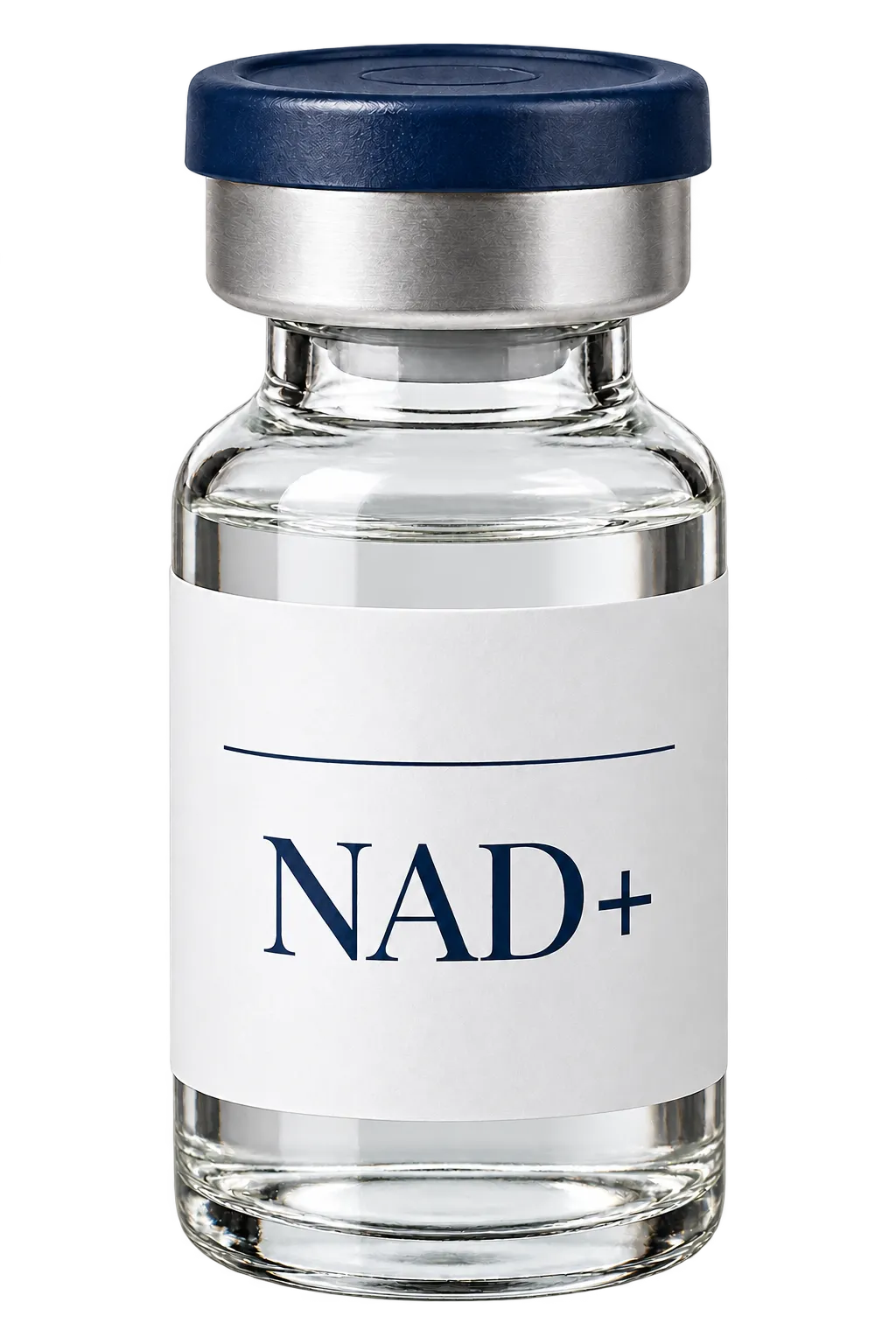 NAD+ therapeutic vial packaging in high-key clinical setting