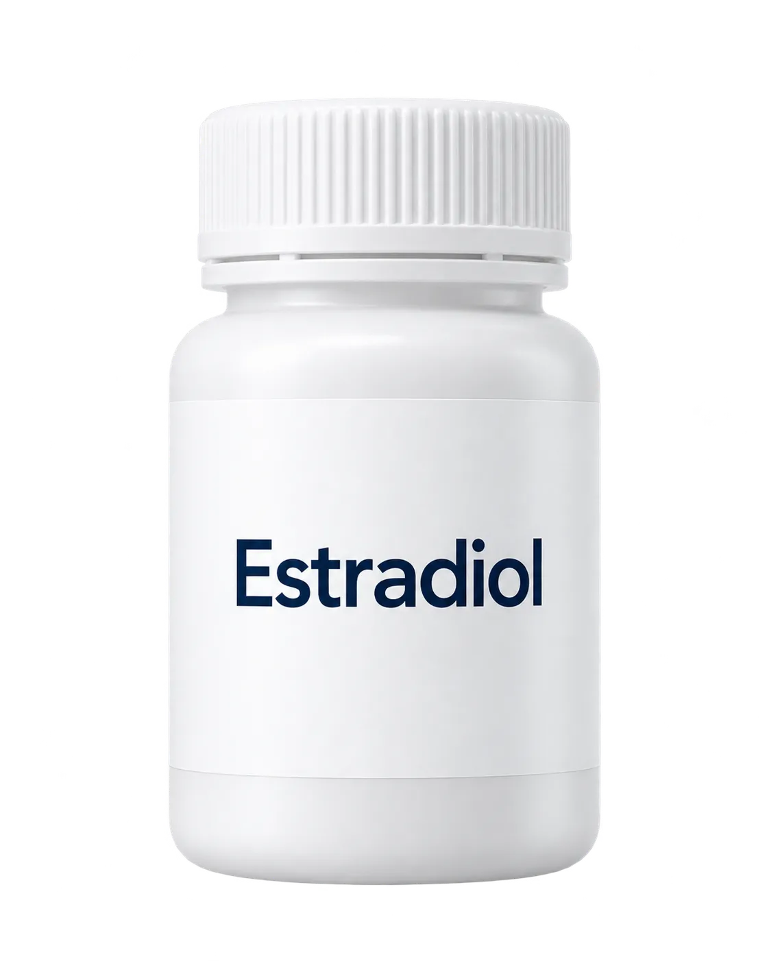 Estradiol pill bottle illustration; packaging may vary