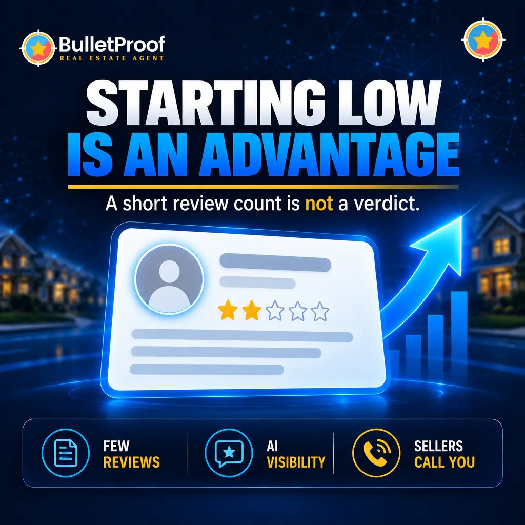 Starting low is an advantage: a profile card with two gold stars and a rising blue arrow, BulletProof blog cover