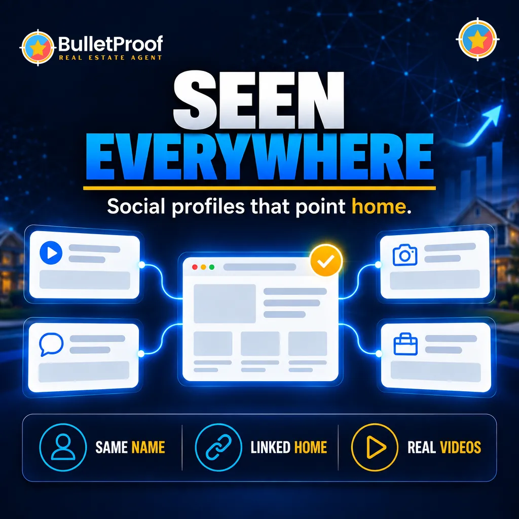 Seen everywhere: social profiles that point home to a real estate agent's website