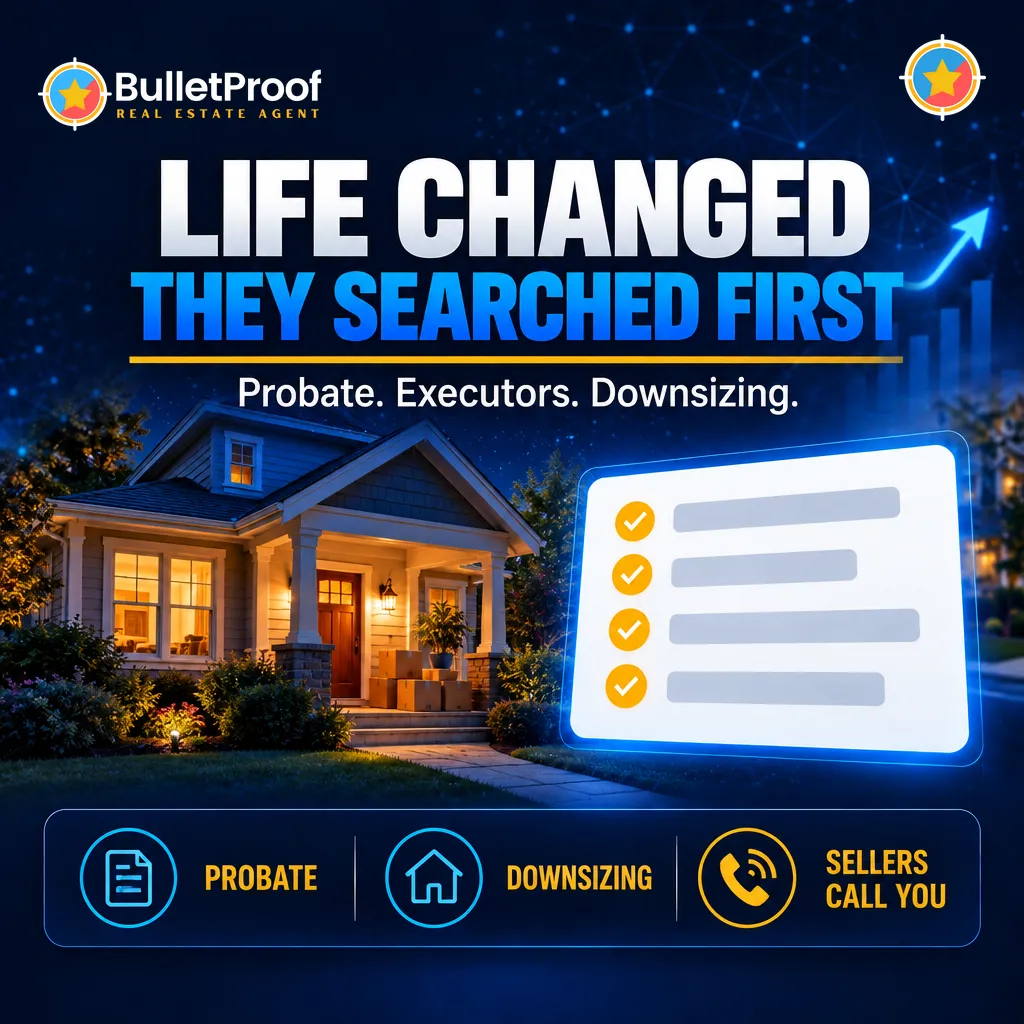 Life changed, they searched first: probate, executor and downsizing pages for real estate agents