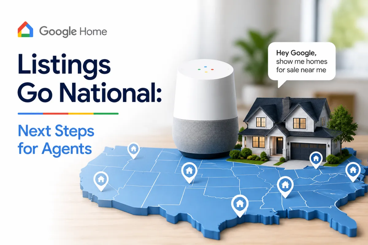 Real estate agent using Google Home Listings on a laptop